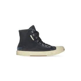 Paris High Top Sneakers “Black Destroyed Denim and White Rubber” 688756W3RC11090