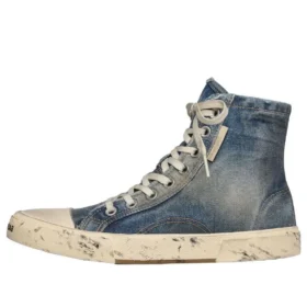 Paris High Top Sneakers “Blue Destroyed Denim and Rubber” 688756W3RCL4090