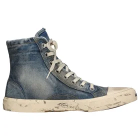 Paris High Top Sneakers “Blue Destroyed Denim and Rubber” 688756W3RCL4090