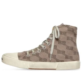 Paris High Top Sneakers “Tan BB Monogram Cotton and White Rubber” 688756W3RQ12298