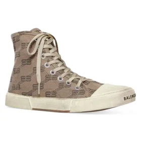Paris High Top Sneakers “Tan BB Monogram Cotton and White Rubber” 688756W3RQ12298