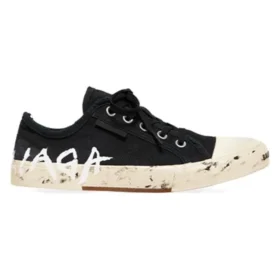 Paris Low Top Sneakers “Black Destroyed Cotton and White Rubber with Graffiti” 688754W3RR51099 Paris Low Top Sneakers “Black Destroyed Cotton and White Rubber with Graffiti” 688754W3RR51099