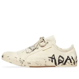 Paris Low Top Sneakers “White Destroyed Cotton and White Rubber with Graffiti” 688757W3RR59010 Paris Low Top Sneakers “White Destroyed Cotton and White Rubber with Graffiti” 688757W3RR59010