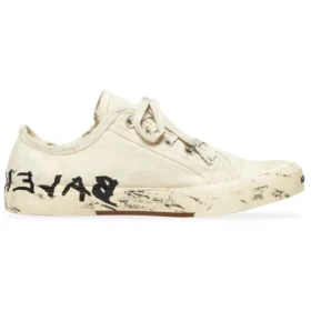 Paris Low Top Sneakers “White Destroyed Cotton and White Rubber with Graffiti” 688757W3RR59010 Paris Low Top Sneakers “White Destroyed Cotton and White Rubber with Graffiti” 688757W3RR59010