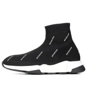 Speed 1.0 Sneakers “White Logo Monogram Black Knit” 597425W2DBF1015
