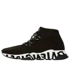 Speed Lace Up Sneakers “Black Recycled Knit with Black Grafffiti Sole Unit” 621611W05GE1015 Speed Lace Up Sneakers “Black Recycled Knit with Black Grafffiti Sole Unit” 621611W05GE1015