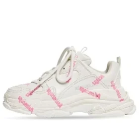 Triple S Logotype Sneaker “White and Pink Technical Material” 654251W2FAB9050