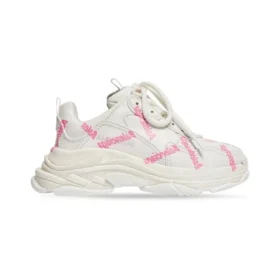 Triple S Logotype Sneaker “White and Pink Technical Material” 654251W2FAB9050