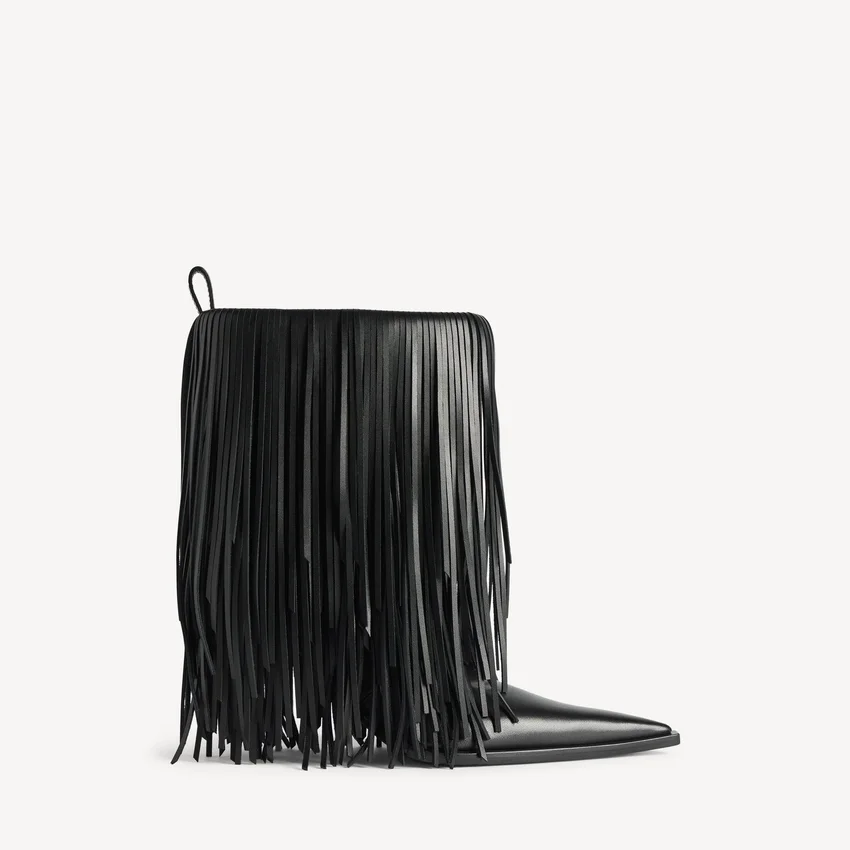Women’s avenue fringe bootie in black Women’s avenue fringe bootie in black
