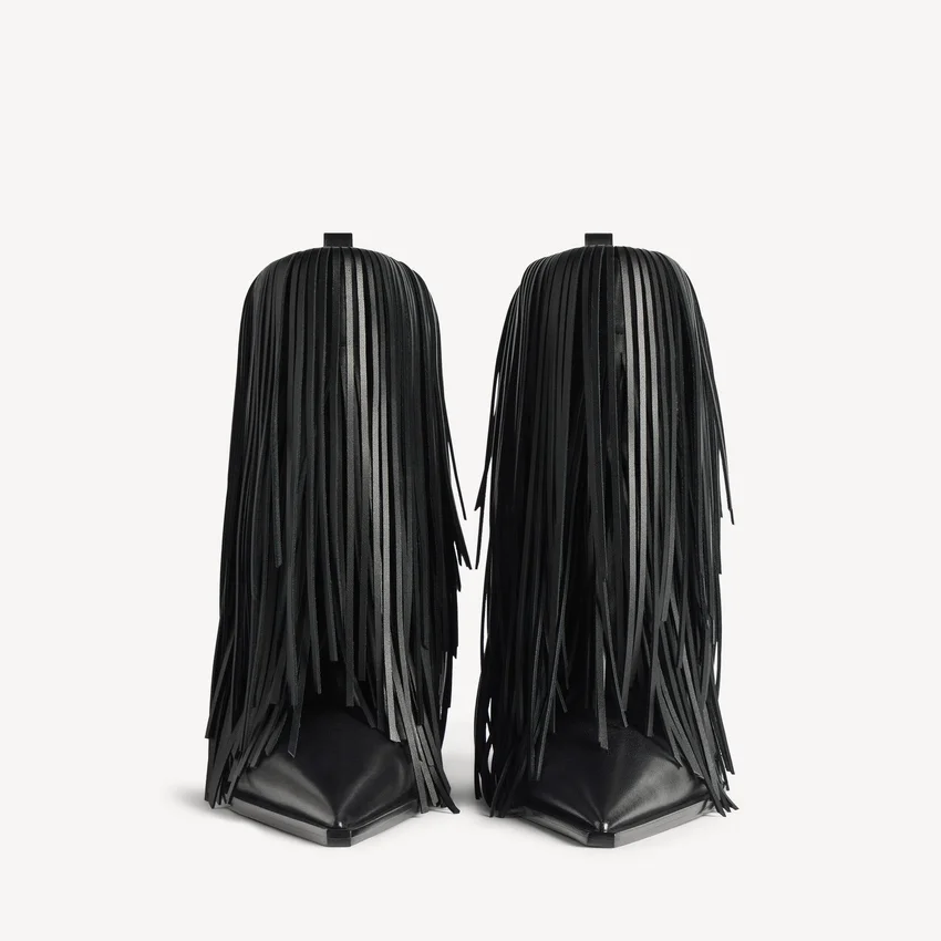 Women’s avenue fringe bootie in black Women’s avenue fringe bootie in black