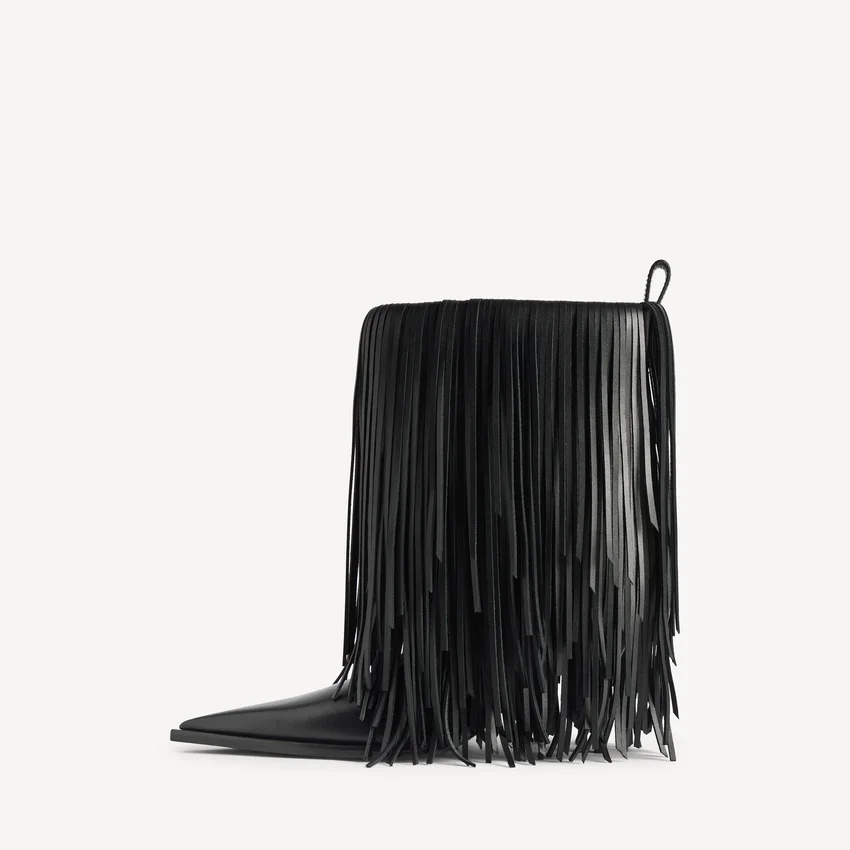 Women’s avenue fringe bootie in black Women’s avenue fringe bootie in black