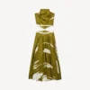 Women’s brush scratch cut-out dress in khaki
