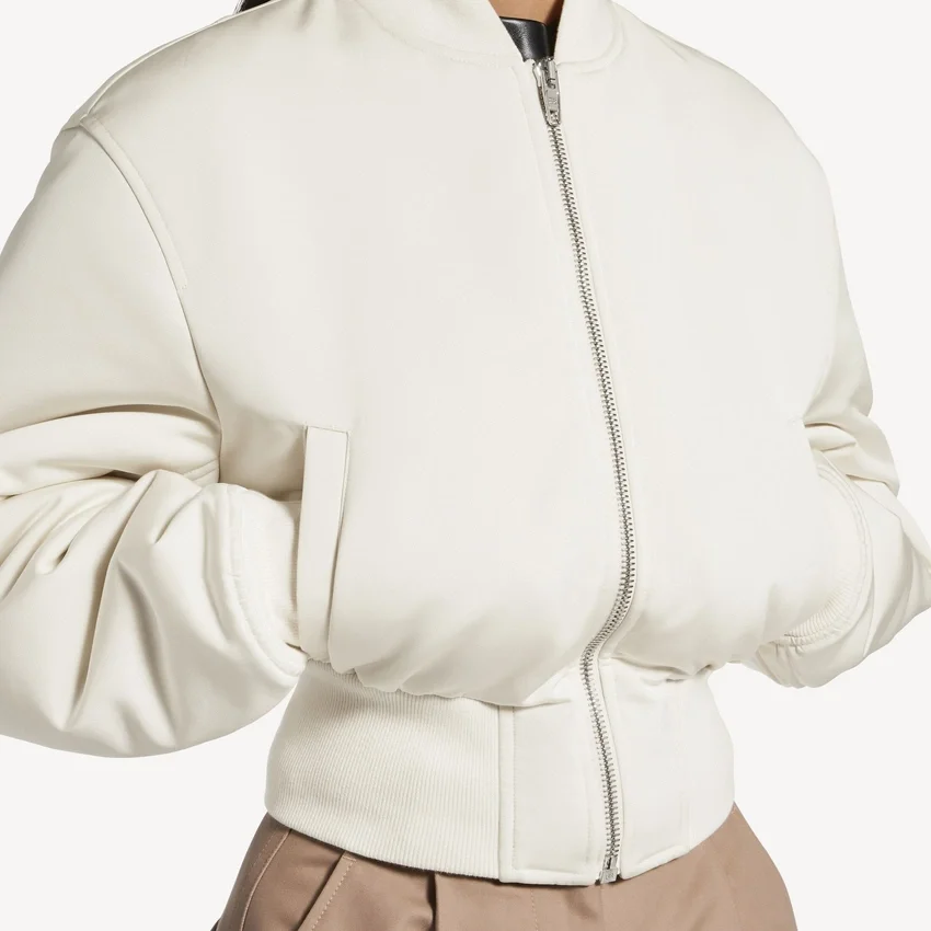 Women’s cropped bomber jacket in ivory Women’s cropped bomber jacket in ivory