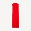 Women’s draped dress in sunset red