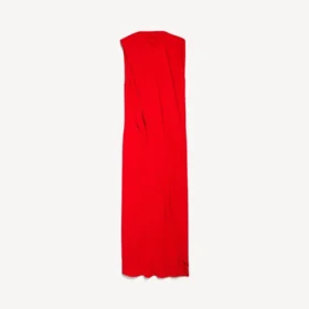 Women’s draped dress in sunset red