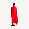 Women’s draped dress in sunset red