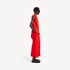 Women’s draped dress in sunset red