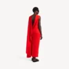 Women’s draped dress in sunset red