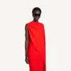 Women’s draped dress in sunset red