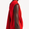 Women’s draped dress in sunset red