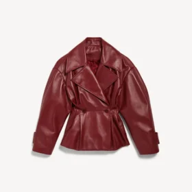 Women’s folded short trench in burgundy Women’s folded short trench in burgundy