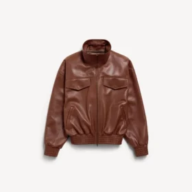 Women’s high collar blouson in chestnut Women’s high collar blouson in chestnut
