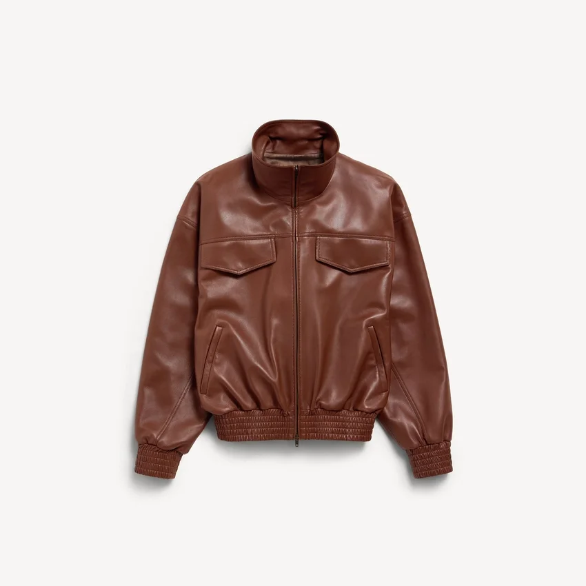 Women’s high collar blouson in chestnut Women’s high collar blouson in chestnut