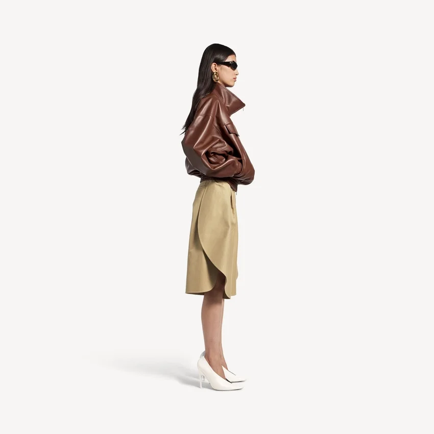 Women’s high collar blouson in chestnut Women’s high collar blouson in chestnut