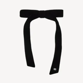 Women’s holli thin hair bow in black/shiny silver