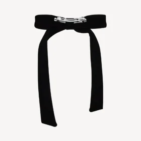 Women’s holli thin hair bow in black/shiny silver