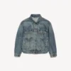Women’s kick denim jacket in dirty vintage blue