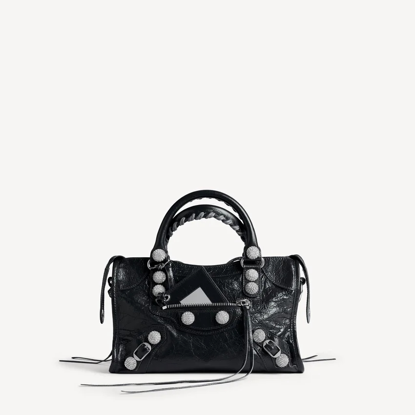 Women’s le city bag small giant studs with rhinestones in black Women’s le city bag small giant studs with rhinestones in black