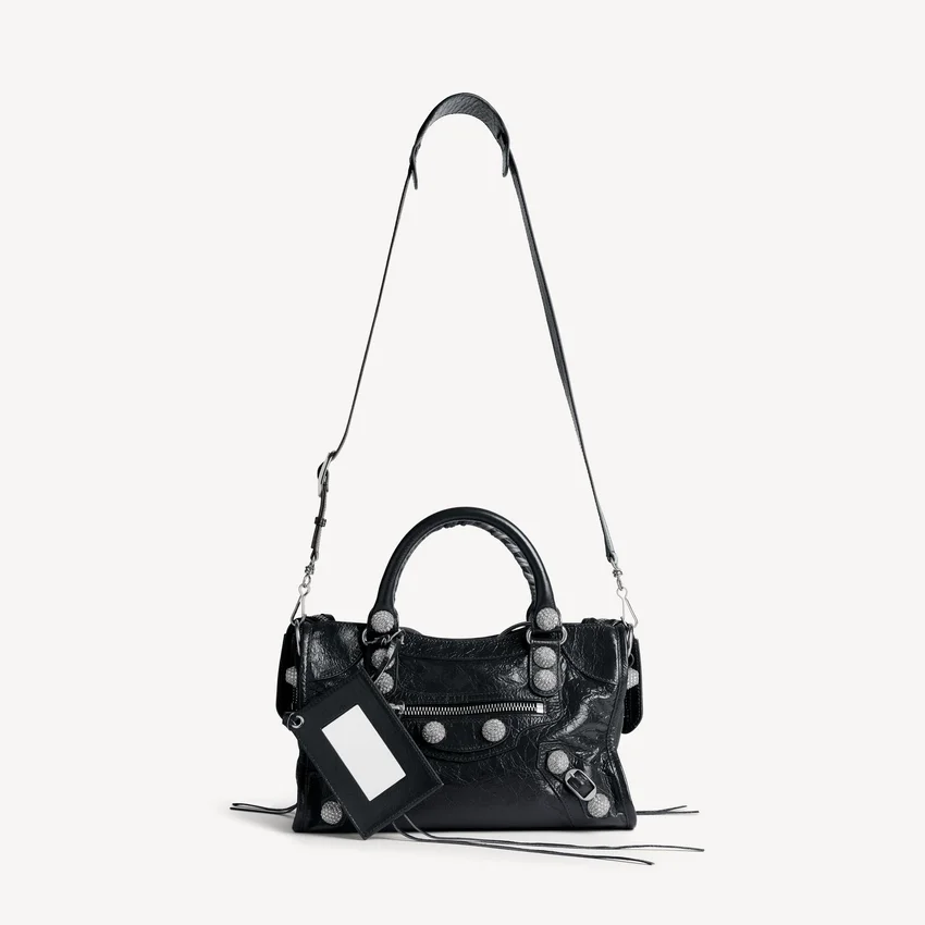 Women’s le city bag small giant studs with rhinestones in black Women’s le city bag small giant studs with rhinestones in black