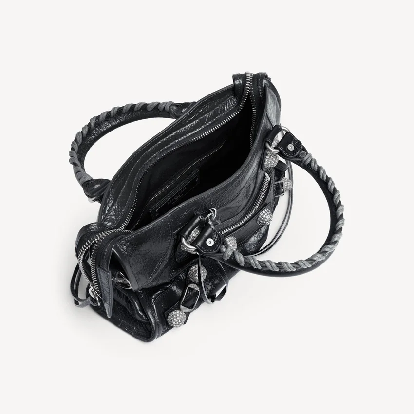 Women’s le city bag small giant studs with rhinestones in black Women’s le city bag small giant studs with rhinestones in black