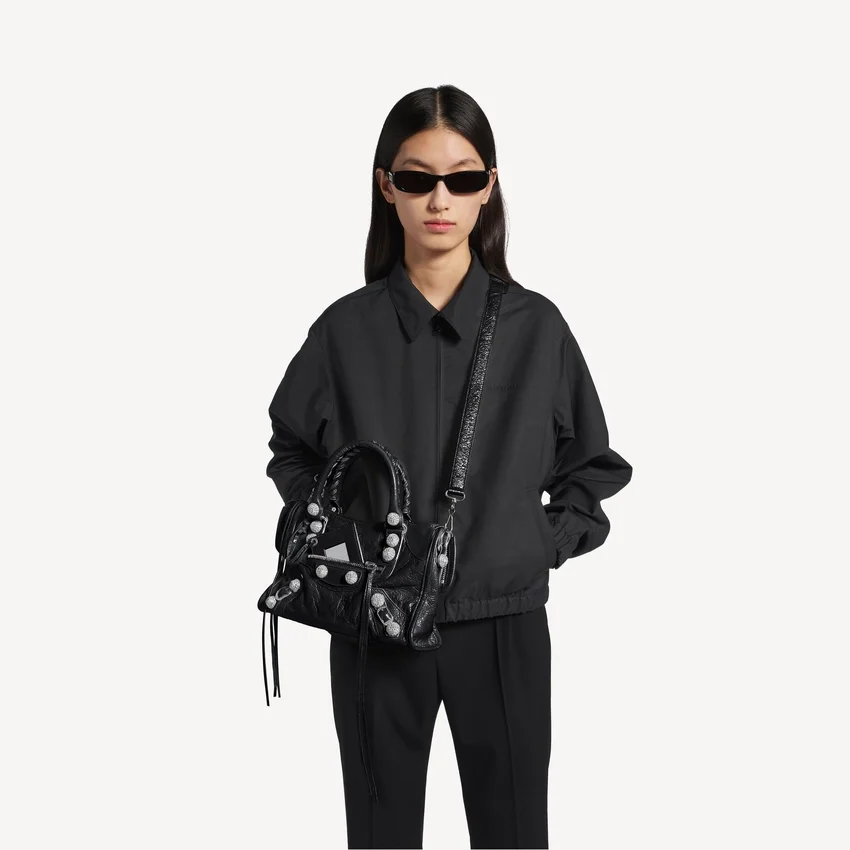 Women’s le city bag small giant studs with rhinestones in black Women’s le city bag small giant studs with rhinestones in black