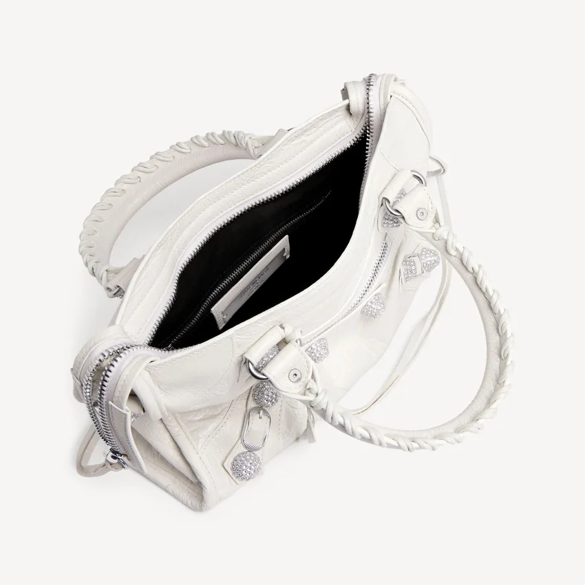 Women’s le city bag small giant studs with rhinestones in optic white Women’s le city bag small giant studs with rhinestones in optic white