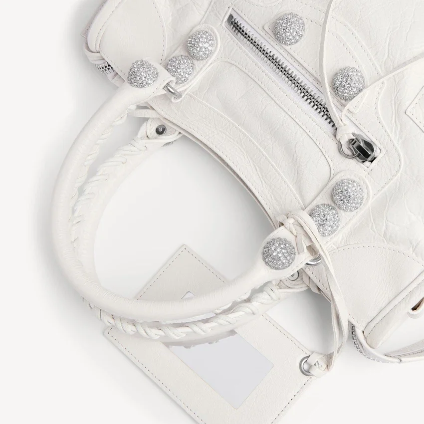 Women’s le city bag small giant studs with rhinestones in optic white Women’s le city bag small giant studs with rhinestones in optic white