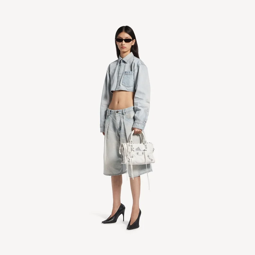 Women’s le city bag small giant studs with rhinestones in optic white Women’s le city bag small giant studs with rhinestones in optic white