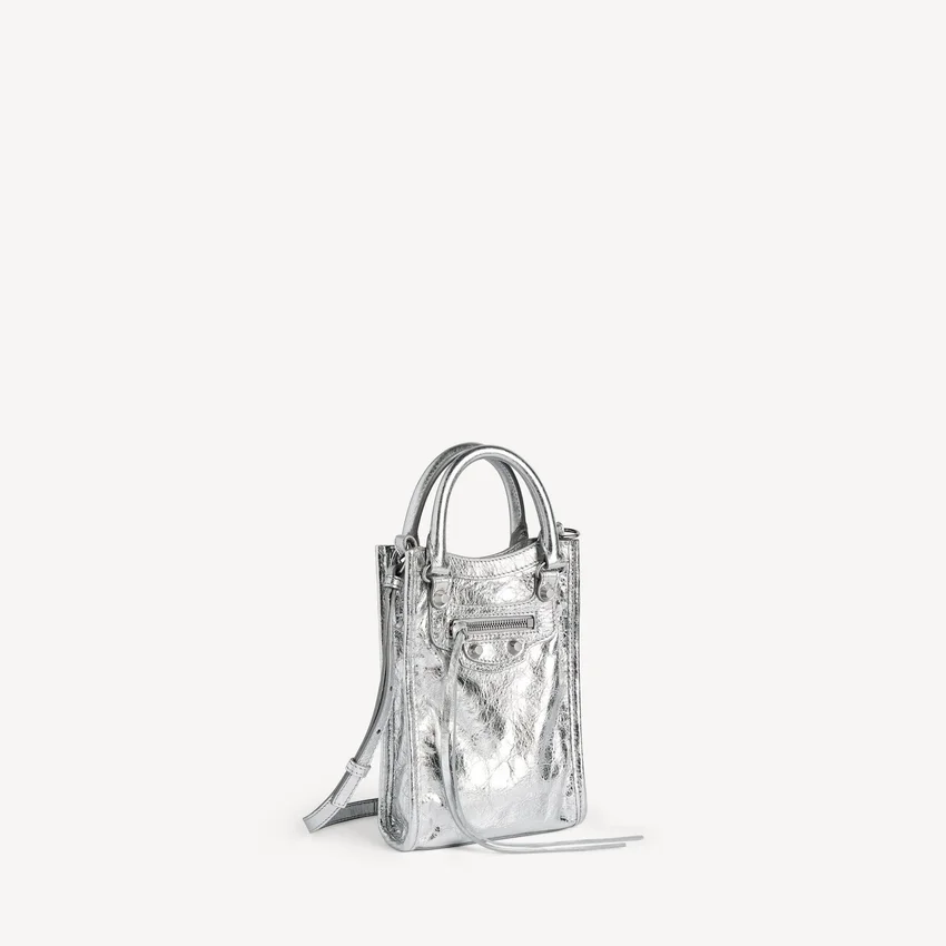 Women’s le city tote phone holder in silver Women’s le city tote phone holder in silver