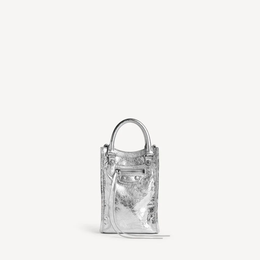 Women’s le city tote phone holder in silver Women’s le city tote phone holder in silver