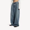 Women’s low crotch baggy jeans in dirty vintage blue Women’s low crotch baggy jeans in dirty vintage blue