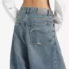 Women’s low crotch baggy jeans in dirty vintage blue Women’s low crotch baggy jeans in dirty vintage blue