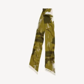 Women’s paintbrush twilly scarf in dark kaki