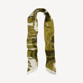 Women’s paintbrush twilly scarf in dark kaki