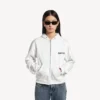 Women’s salon de couture regular fit zip-up hoodie  in white