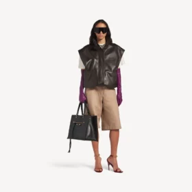 Women’s sleeveless blouson in moka Women’s sleeveless blouson in moka