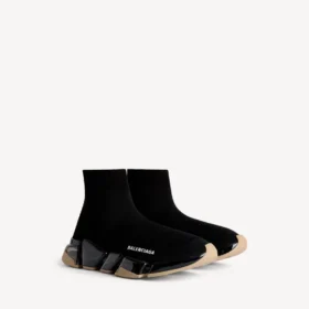 Men’s speed 2.0 full clear sole recycled knit sneaker in black/beige