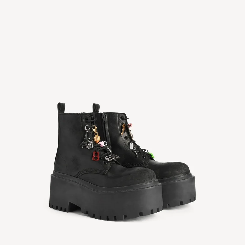 Women’s strike platform bootie with charms in black/multicolor Women’s strike platform bootie with charms in black/multicolor