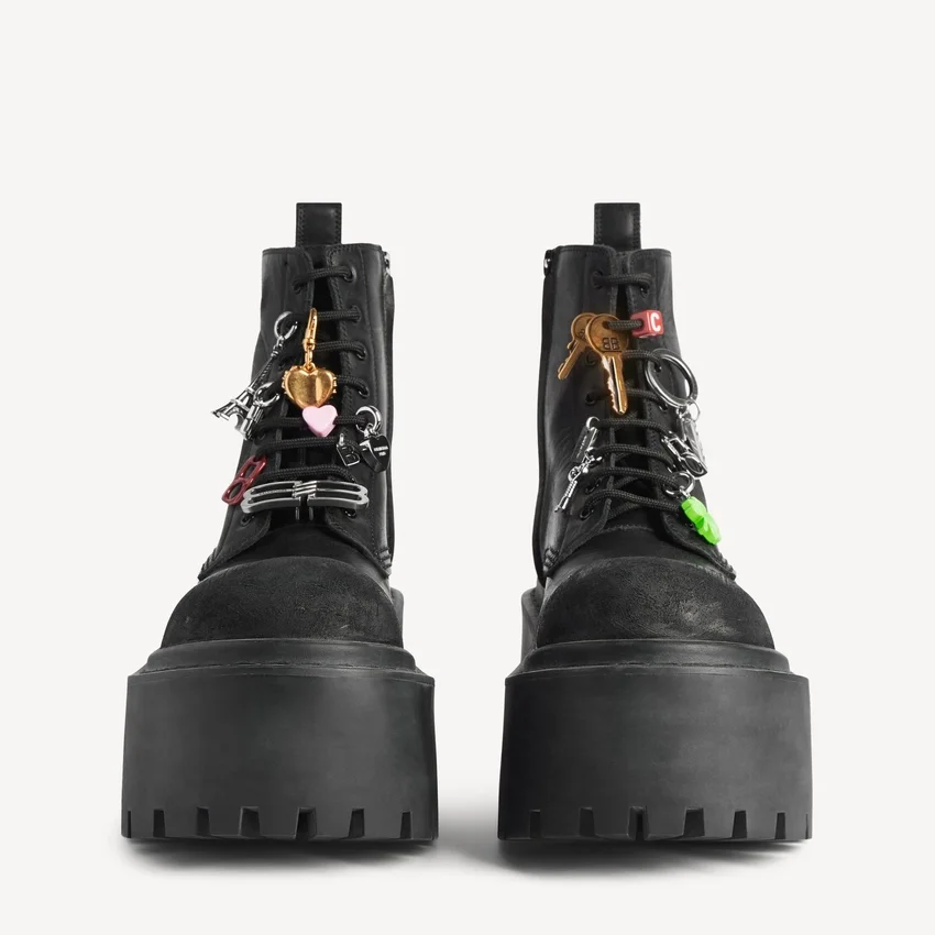 Women’s strike platform bootie with charms in black/multicolor Women’s strike platform bootie with charms in black/multicolor