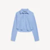 Women’s striped cropped shirt in blue/navy